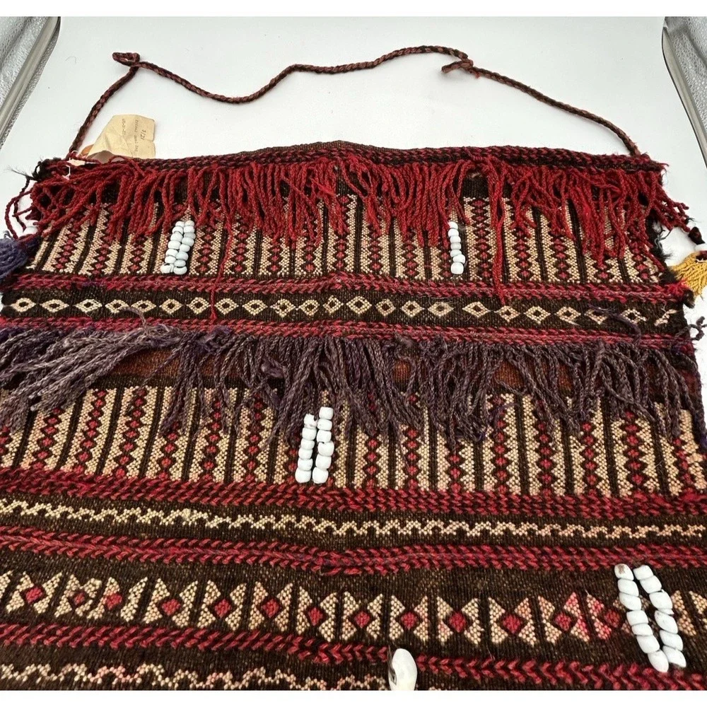Vintage‎ Wool Salt Bag Tapestry Tassels Camel Saddlebag Single Tribal Wall Hang